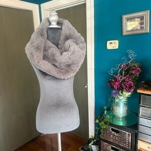 Gray Faux Fur Infinity Scarf
